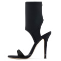 summer 10cm heel sexy open toe elastic lycra stiletto heel strappy sock boots sandals 2019